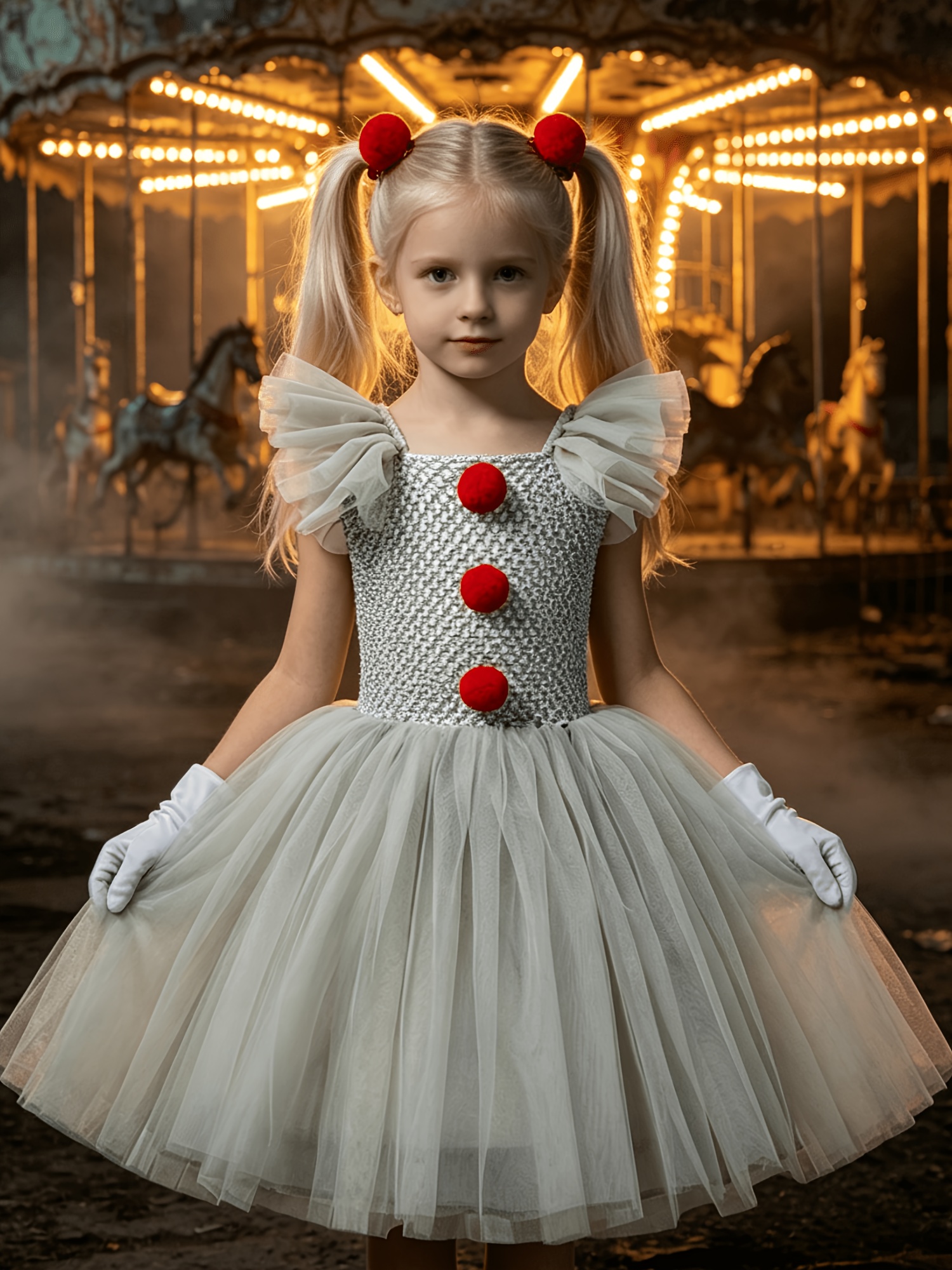 Girls' Clown Dress Princess Skirt 7pcs Set